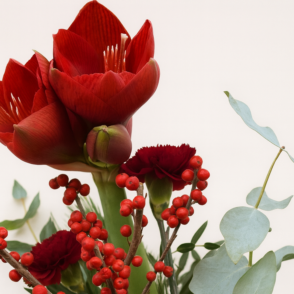 Punainen amarylliskimppu